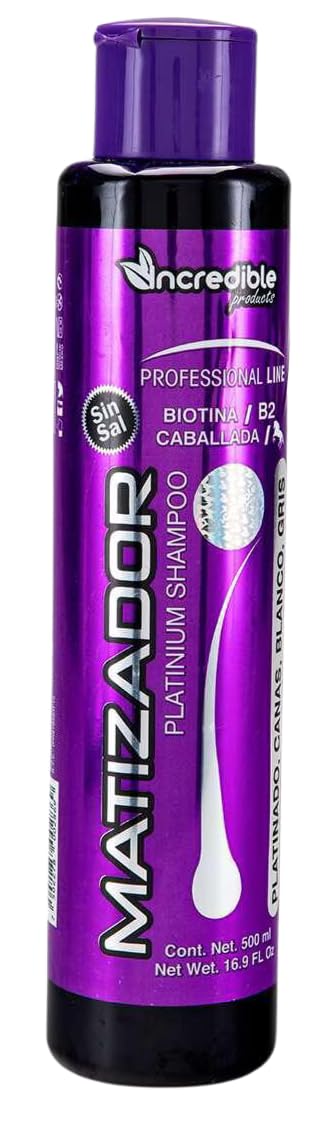 CABALLADO SHAMPOO MATIZADOR Purple Toning Shampoo With Biotin Without Salt Platinum 500ml | Shampoo Matizador Morado Con Biotina Sin Sal Platinado 500ml